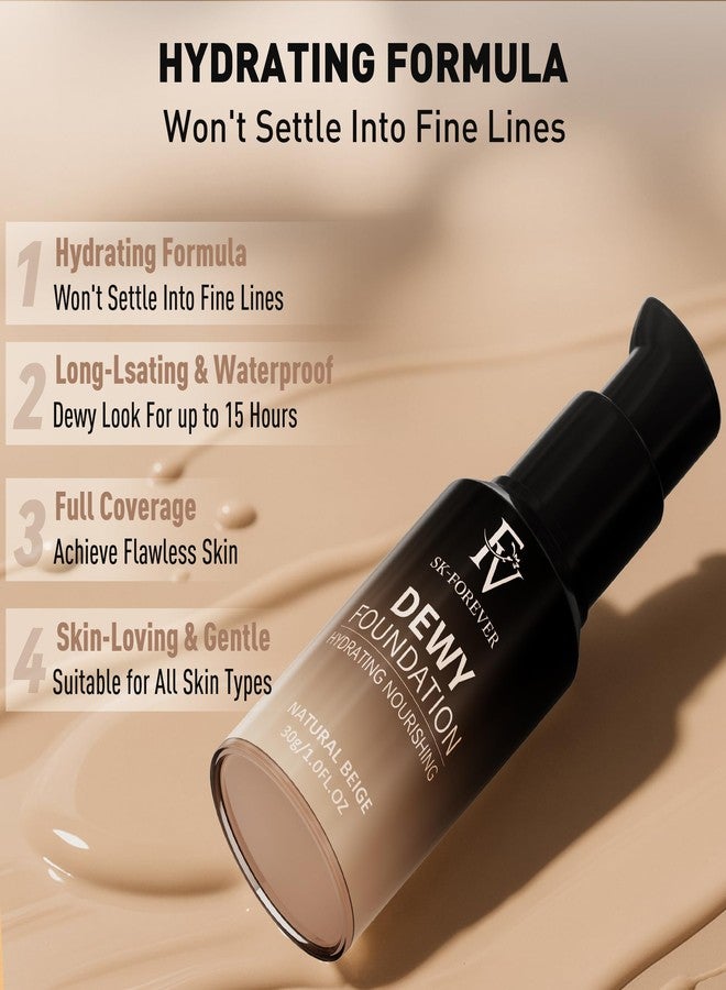 إف في كريم أساس سائل بتغطية كاملة من FV، مرطب ومخفي للعيوب، لمسة نهائية تدوم طويلاً، إشراقة خالية من العيوب، كريم أساس مقاوم للماء للبشرة المختلطة، 1.0 أونصة سائلة (بيج طبيعي) - Image 4